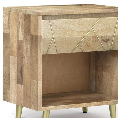 24" Natural Solid Wood Two Drawer Nightstand HomeRoots