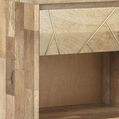 24" Natural Solid Wood Two Drawer Nightstand HomeRoots