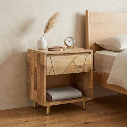 24" Natural Solid Wood Two Drawer Nightstand HomeRoots