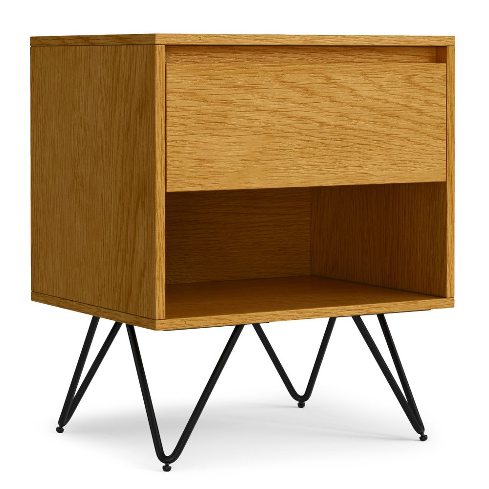 24" Oak Solid Wood Two Drawer Nightstand HomeRoots