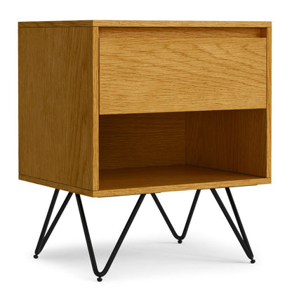 24" Oak Solid Wood Two Drawer Nightstand HomeRoots