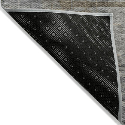 8' X 10' Brown And Gray Striped Washable Indoor Outdoor Area Rug
