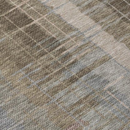 8' X 10' Brown And Gray Striped Washable Indoor Outdoor Area Rug HomeRoots