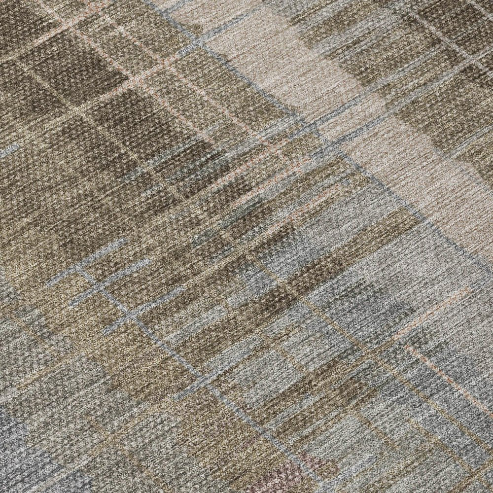 8' X 10' Brown And Gray Striped Washable Indoor Outdoor Area Rug — view 11