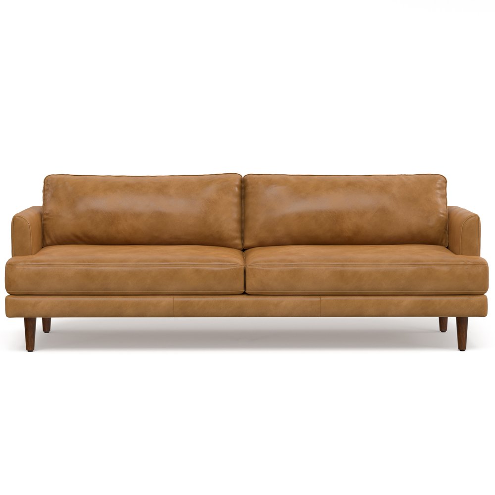 90" Sienna Leather Sofa With Brown Legs HomeRoots