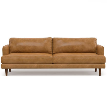 90" Sienna Leather Sofa With Brown Legs HomeRoots