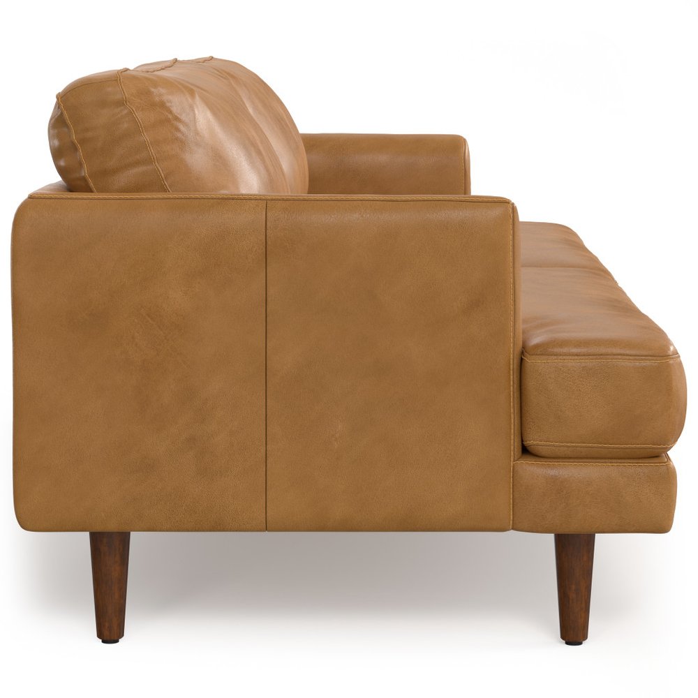 90" Sienna Leather Sofa With Brown Legs HomeRoots