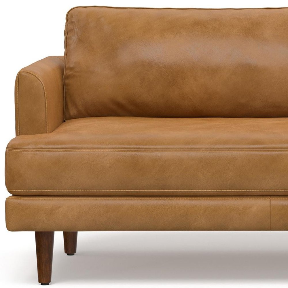 90" Sienna Leather Sofa With Brown Legs HomeRoots