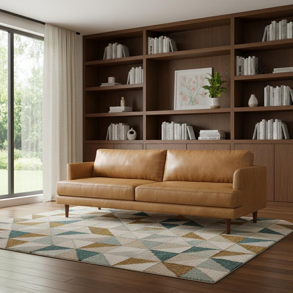 90" Sienna Leather Sofa With Brown Legs HomeRoots