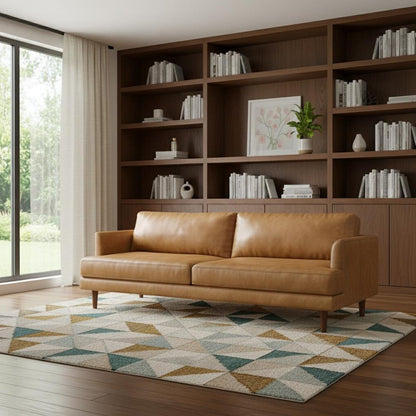90" Sienna Leather Sofa With Brown Legs HomeRoots