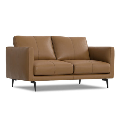 60" Brown Leather Sofa With Black Legs HomeRoots
