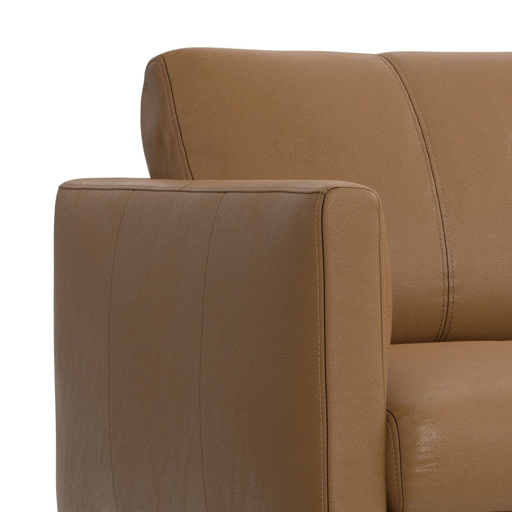 60" Brown Leather Sofa With Black Legs HomeRoots
