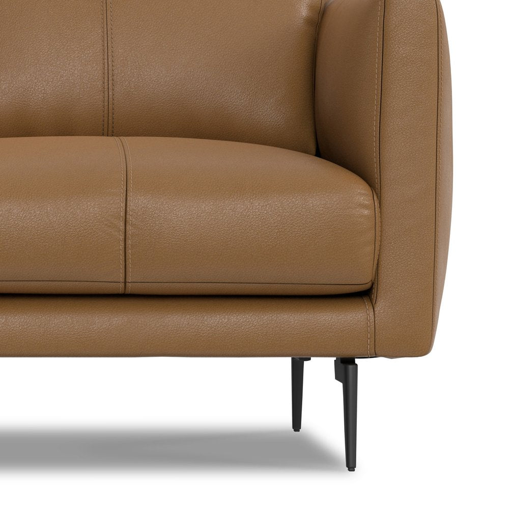 60" Brown Leather Sofa With Black Legs HomeRoots