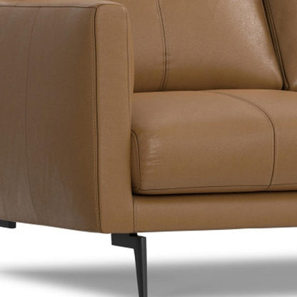 60" Brown Leather Sofa With Black Legs HomeRoots
