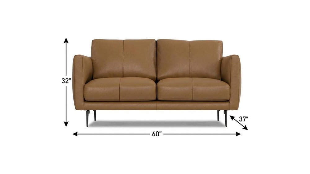 60" Brown Leather Sofa With Black Legs HomeRoots