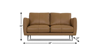60" Brown Leather Sofa With Black Legs HomeRoots