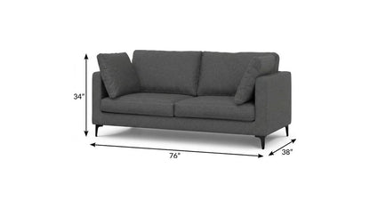 76" Gray Fabric Sofa With Black Legs HomeRoots