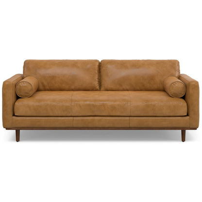 89" Sienna Leather Sofa With Brown Legs HomeRoots