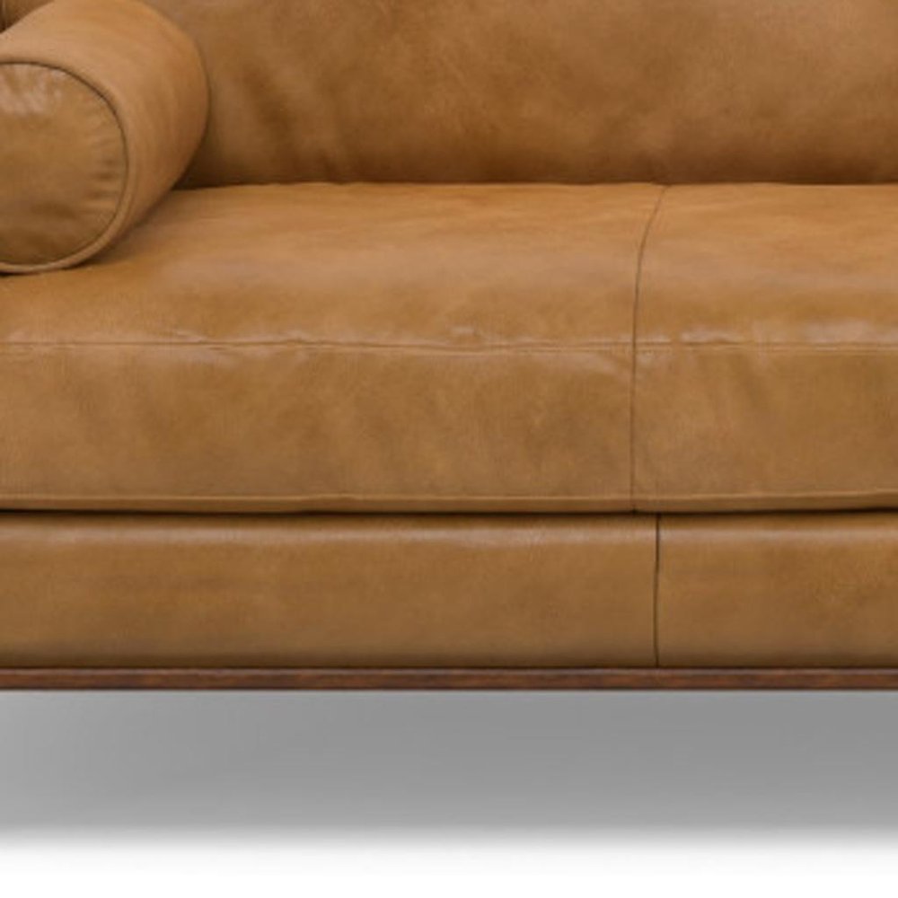 89" Sienna Leather Sofa With Brown Legs HomeRoots