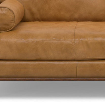 89" Sienna Leather Sofa With Brown Legs HomeRoots