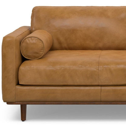 89" Sienna Leather Sofa With Brown Legs HomeRoots