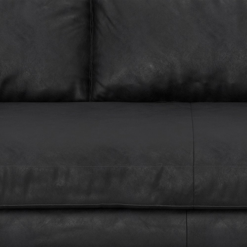 72" Black Leather Sofa With Brown Legs HomeRoots