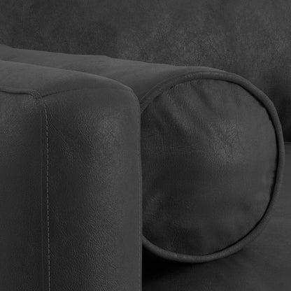 72" Black Leather Sofa With Brown Legs HomeRoots