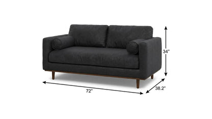 72" Black Leather Sofa With Brown Legs HomeRoots