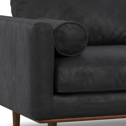72" Black Leather Sofa With Brown Legs HomeRoots