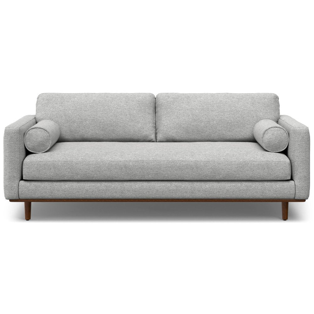 89" Gray Fabric Sofa With Brown Legs HomeRoots