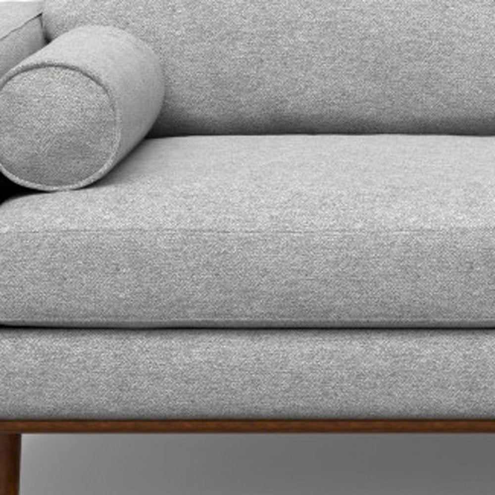 89" Gray Fabric Sofa With Brown Legs HomeRoots