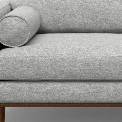 89" Gray Fabric Sofa With Brown Legs HomeRoots
