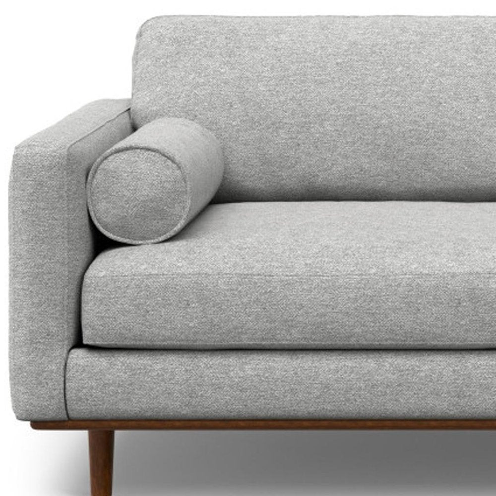 89" Gray Fabric Sofa With Brown Legs HomeRoots