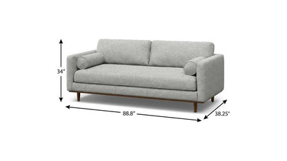 89" Gray Fabric Sofa With Brown Legs HomeRoots