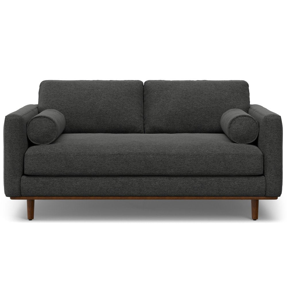 72" Gray Fabric Sofa With Brown Legs HomeRoots