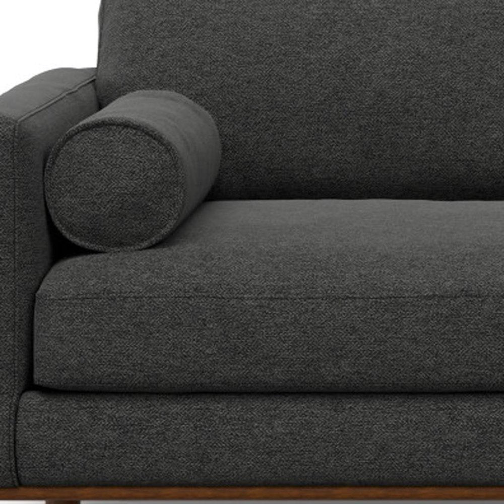 72" Gray Fabric Sofa With Brown Legs HomeRoots