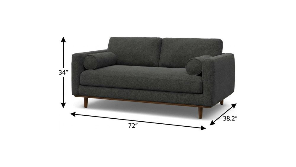72" Gray Fabric Sofa With Brown Legs HomeRoots