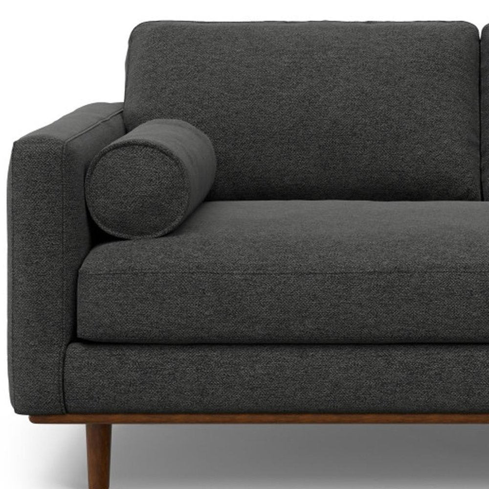 72" Gray Fabric Sofa With Brown Legs HomeRoots