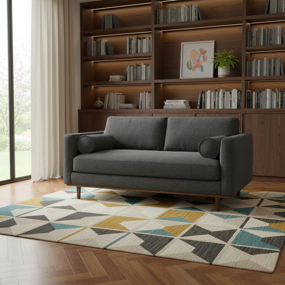 72" Gray Fabric Sofa With Brown Legs HomeRoots