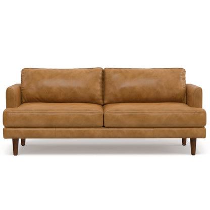 76" Sienna Leather Sofa With Brown Legs HomeRoots