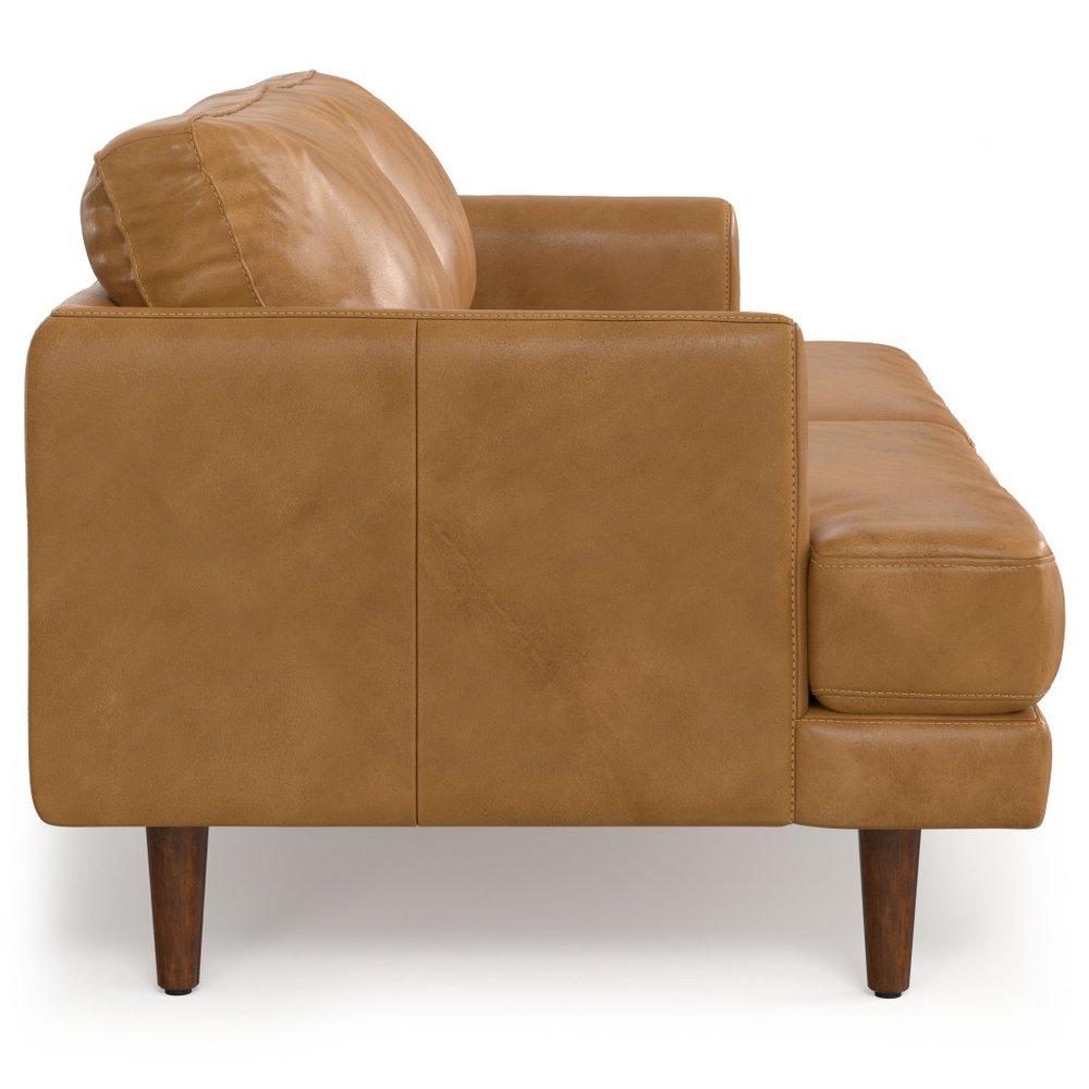 76" Sienna Leather Sofa With Brown Legs HomeRoots