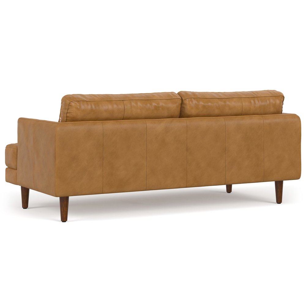 76" Sienna Leather Sofa With Brown Legs HomeRoots