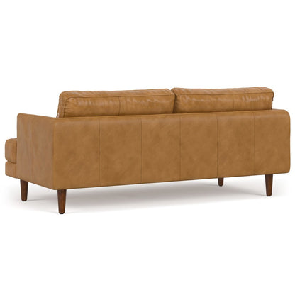76" Sienna Leather Sofa With Brown Legs HomeRoots