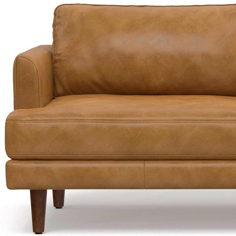 76" Sienna Leather Sofa With Brown Legs HomeRoots