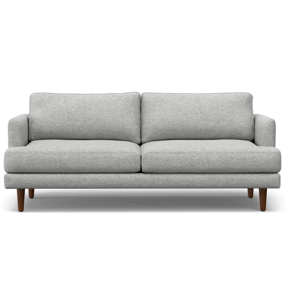 76" Gray Fabric Sofa With Brown Legs HomeRoots