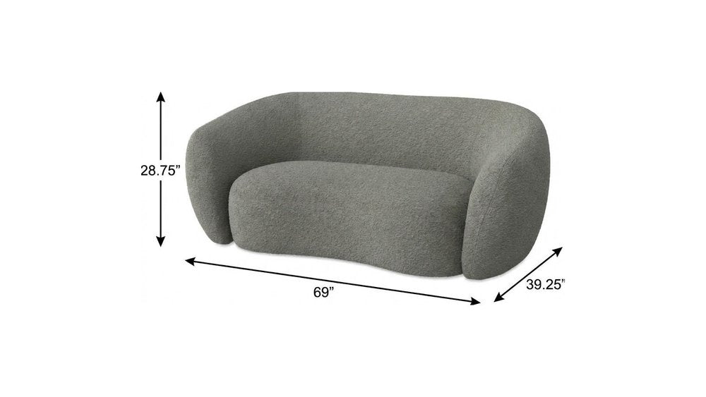 69" Gray Boucle Curved Loveseat HomeRoots