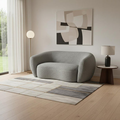 69" Gray Boucle Curved Loveseat HomeRoots