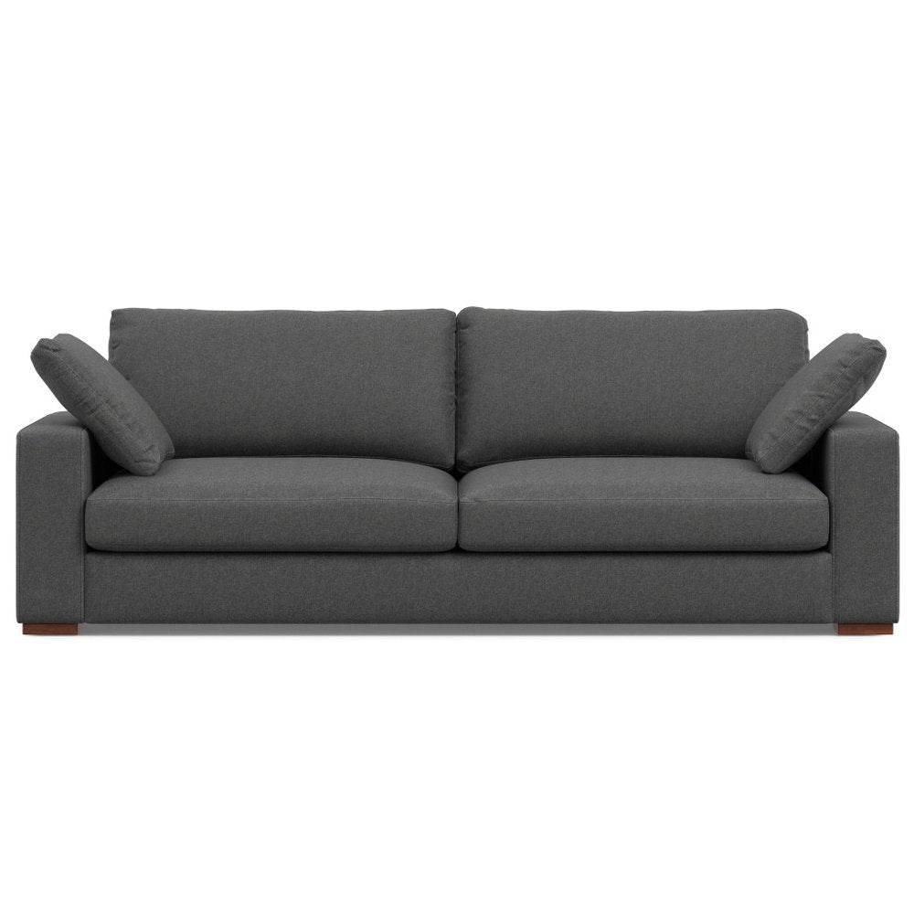 96" Gray Fabric Sofa With Brown Legs HomeRoots