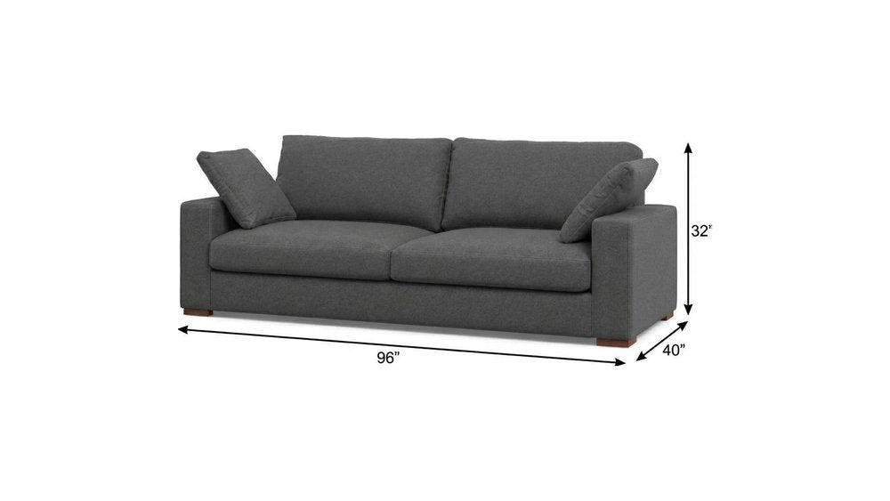 96" Gray Fabric Sofa With Brown Legs HomeRoots