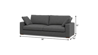 96" Gray Fabric Sofa With Brown Legs HomeRoots